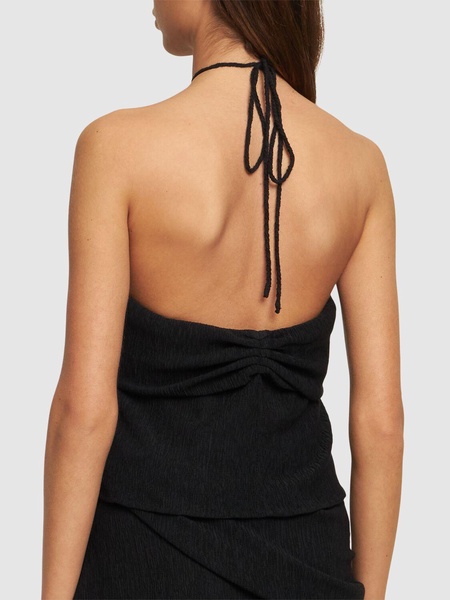 Embellished halter crop top