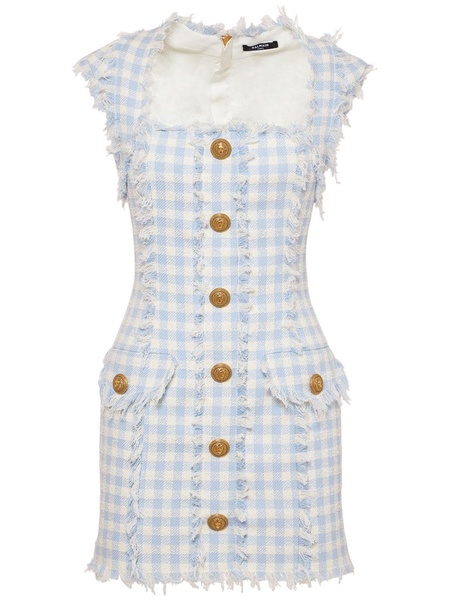 Gingham tweed mini dress
