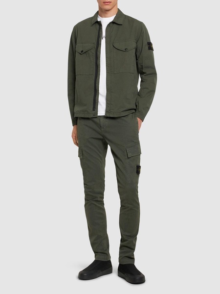 Stretch cotton regular pants
