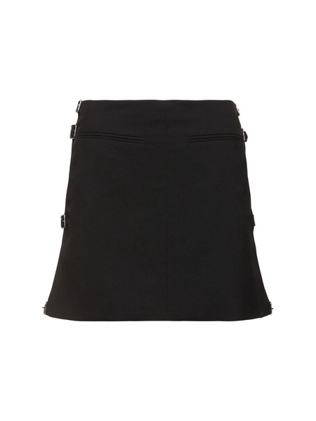 Cut-out wool mini skirt