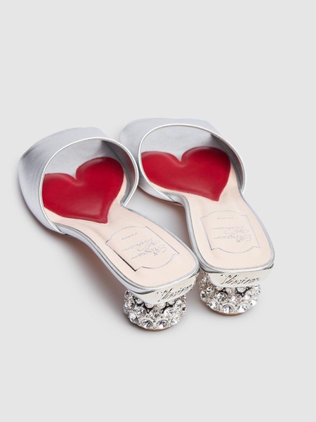 50mm Jewel Heel metallic leather mules