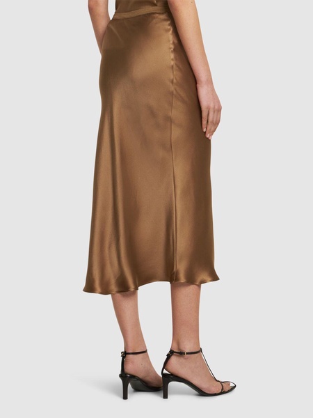 Bar silk satin midi skirt