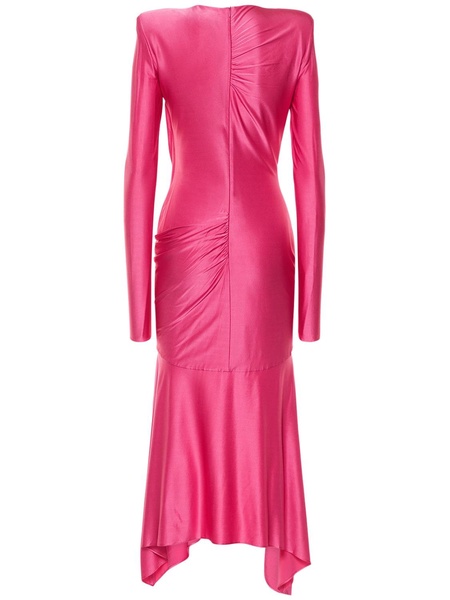 Asymmetric viscose jersey midi dress