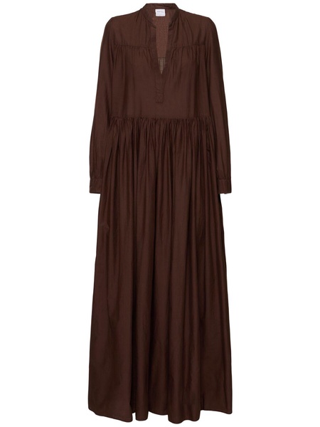 Cotton muslin draped long dress