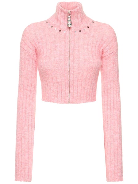 Mohair blend knit crop cardigan