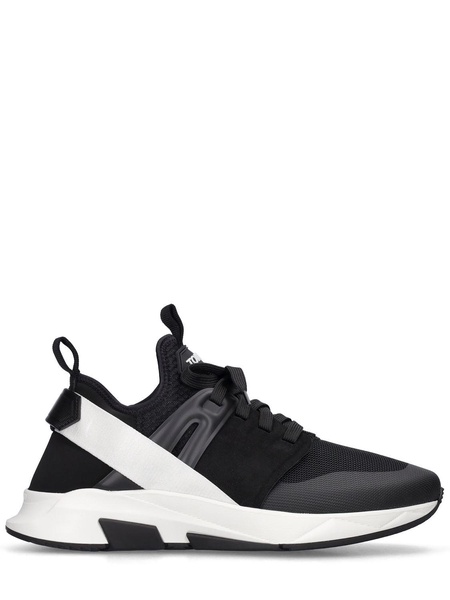 Alcantara tech & leather low sneakers