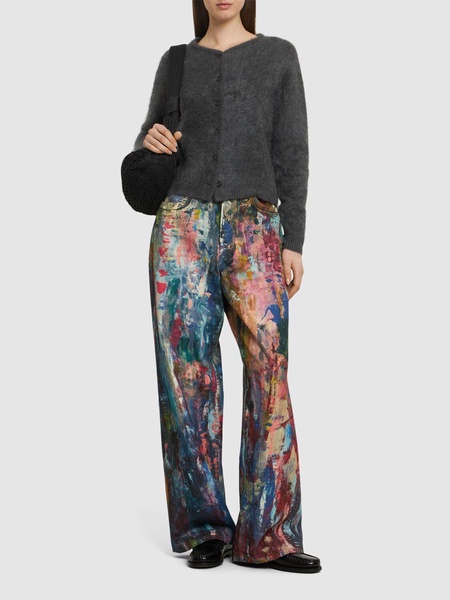 Dayla printed denim wide leg jeans