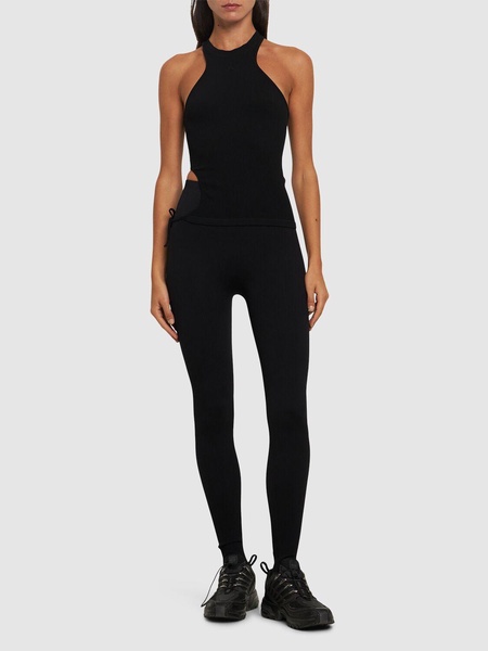 Ribbed jersey cut-out tank top