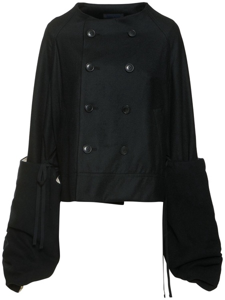 Short peacoat w/ furry sleeves