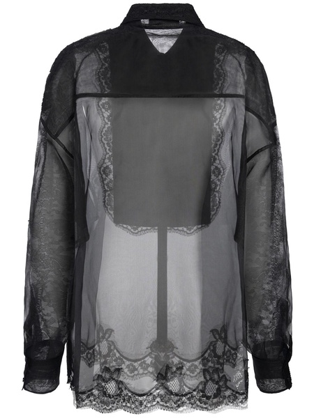 Silk blend organza & lace shirt