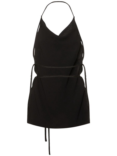 Textured silk open back top