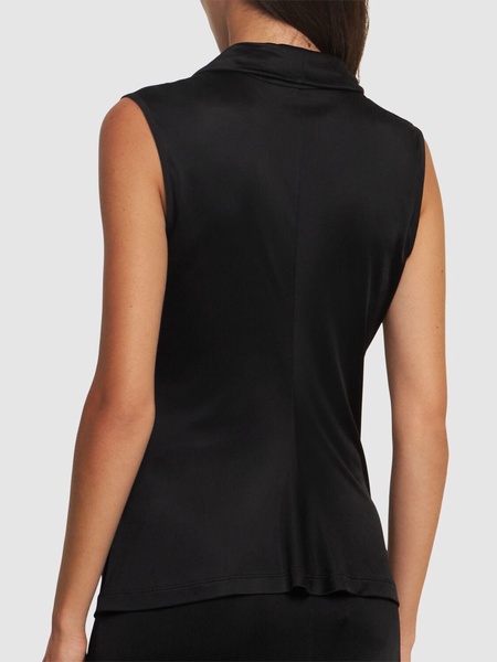 Draped viscose satin sleeveless top