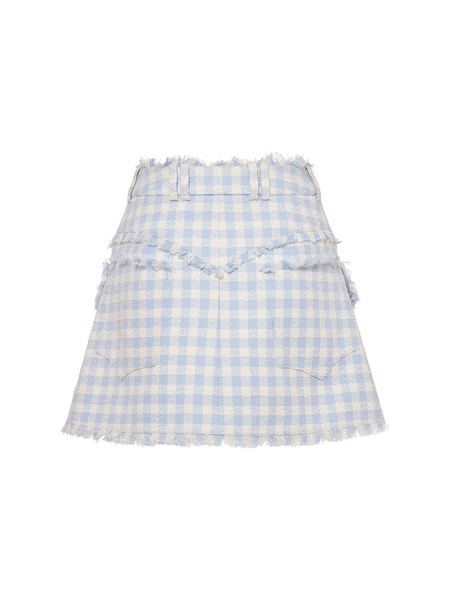 Trapeze gingham tweed mini skirt