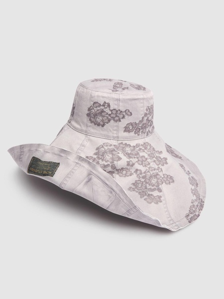 Tromp l'oeil lace print canvas hat