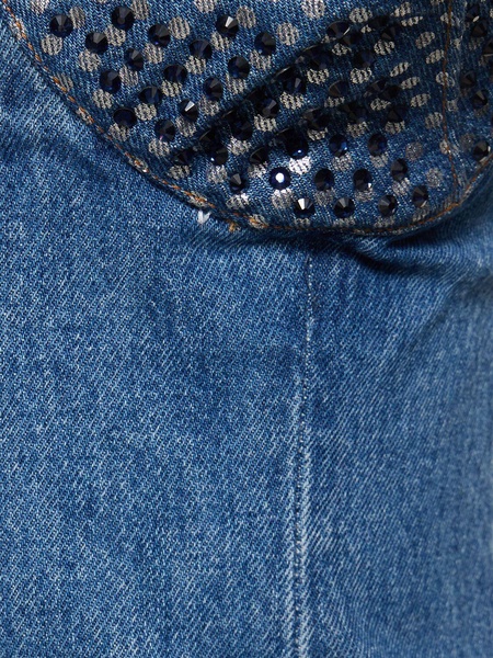 Embellished cotton denim mini dress
