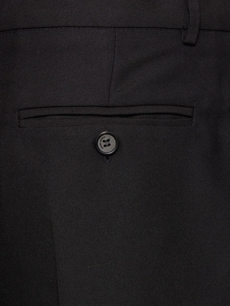 Pleated silk straight pants