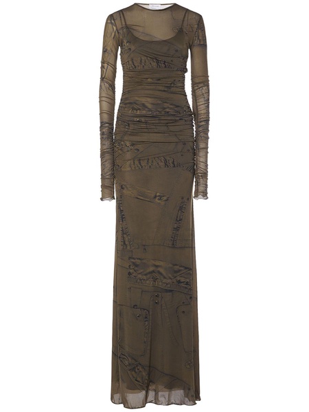 Printed stretch tech long dress