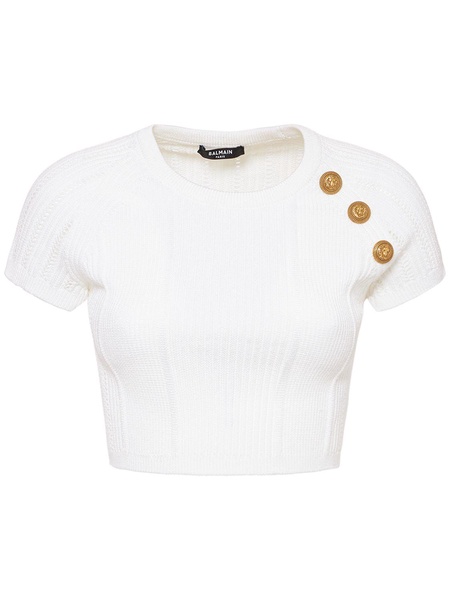 Embellished knit crop top