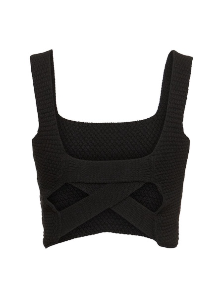 Chunky knit cotton blend cropped top