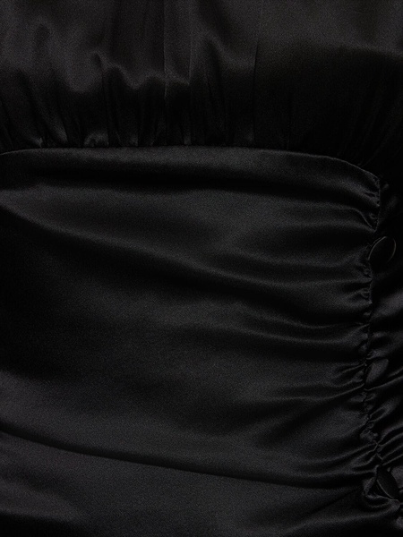 Open back silk satin draped mini dress