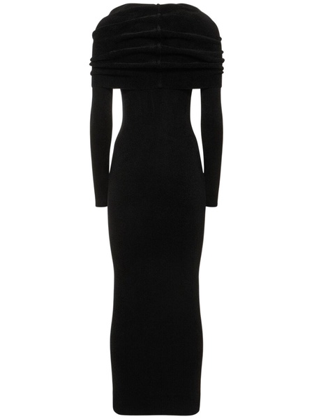 Viscose blend jersey hooded long dress