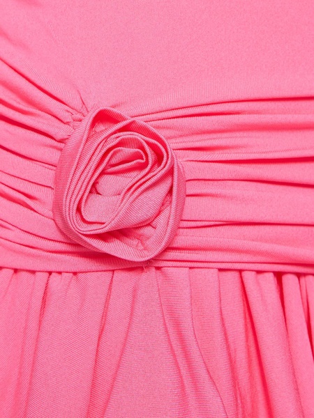 Jersey turtleneck draped mini dress