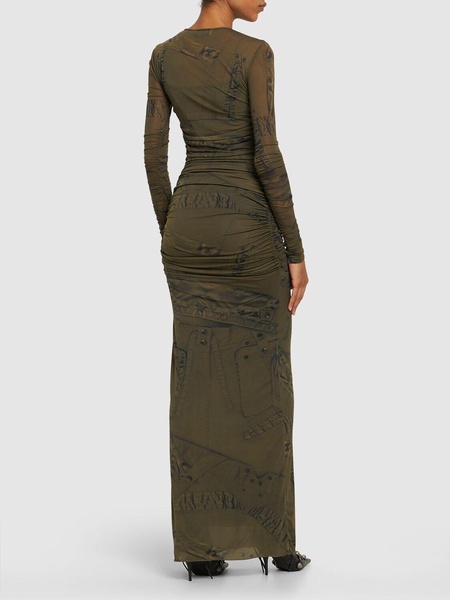 Printed stretch tech long dress
