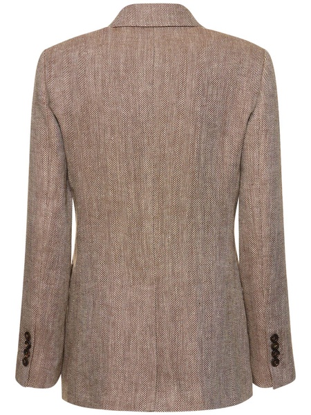 Linen herringbone double breasted jacket