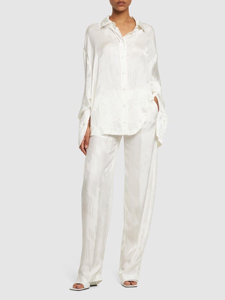 Jagger logo jacquard satin wide pants
