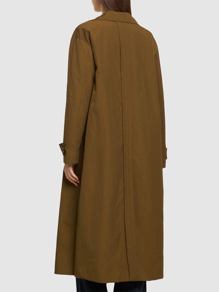 Nylon twill long trench coat