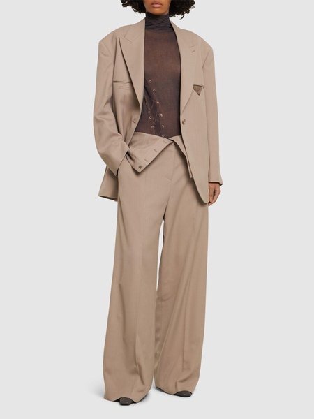 Wool blend crepe wide pants