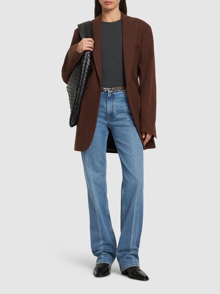 Chain belt denim straight jeans