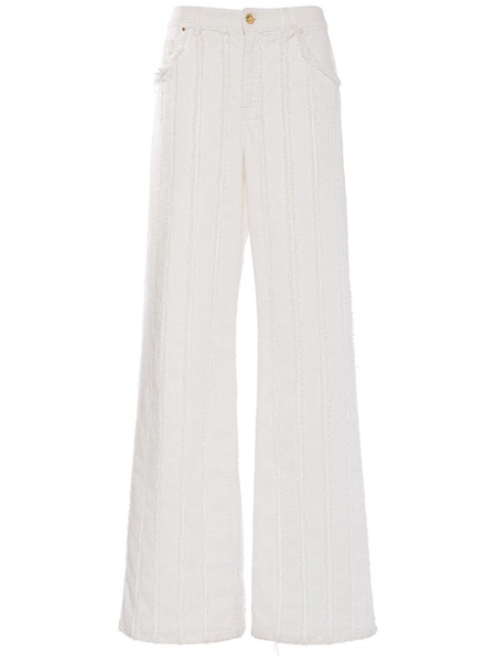 Cotton denim wide jeans
