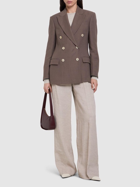 Fluid twill double breast blazer