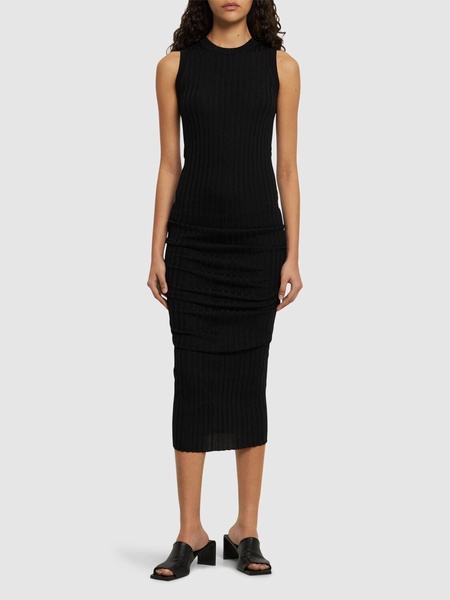 Twist fine ribbed wool dress