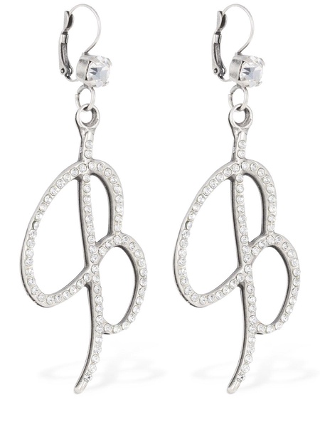 Crystal B logo drop earrings