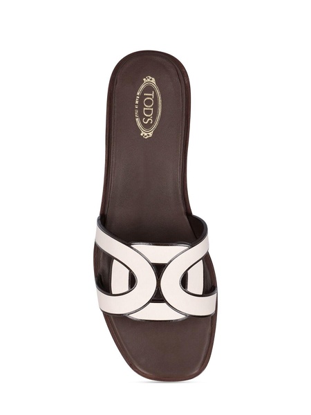 Leather flat slides