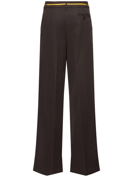 Cotton gabardine wide leg pants