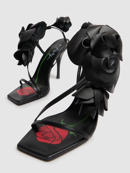 105mm Leather flower sandals