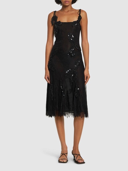 Embroidered lace midi dress