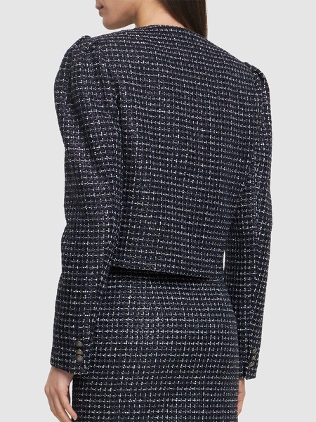 Sequined tweed double breasted jacket