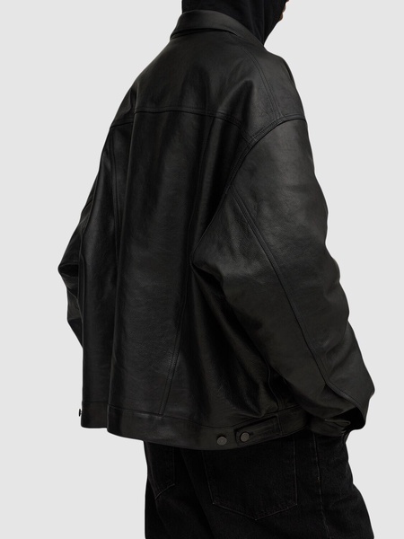 Denim-style leather jacket
