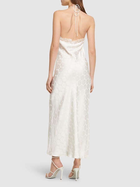 Jacquard satin halter neck midi dress