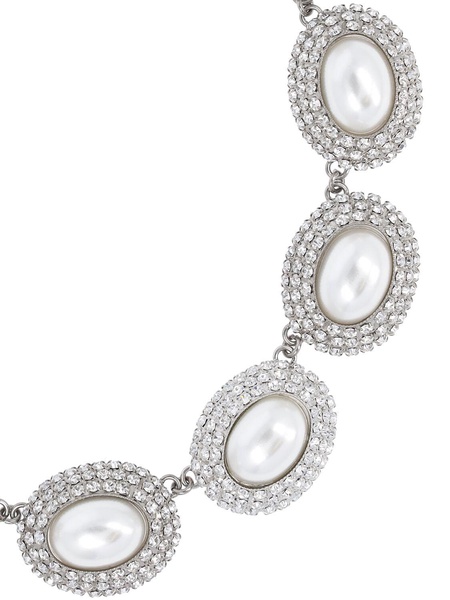 Oval faux pearl & crystal necklace