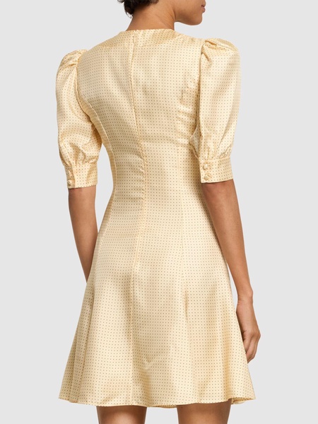 Polka dot print silk twill mini dress