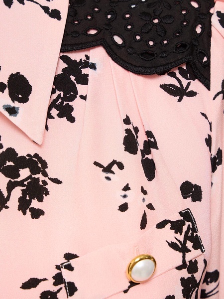 Printed silk short sleeve mini dress