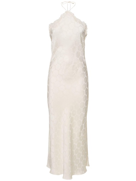 Jacquard satin halter neck midi dress