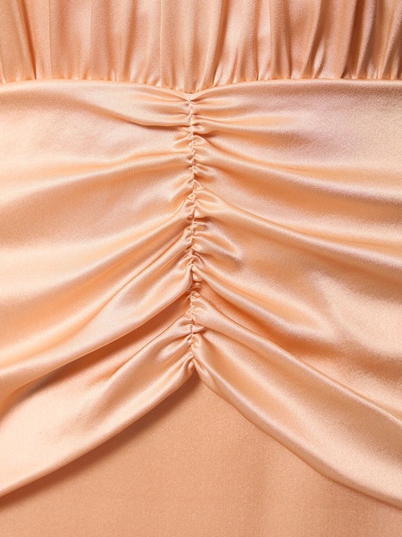 Open back silk satin midi dress w/ bow
