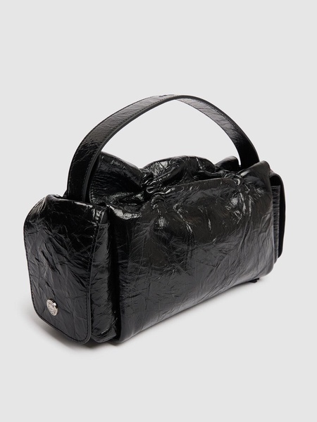 Multipocket crinkled leather bag