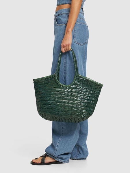 Big Nantucket woven leather basket bag
